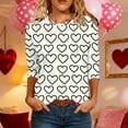 thumbnail image 1 of Xuyuer Women's Casual 3/4 Sleeve T-Shirts Round Neck Cute Tunic Tops Basic Tees Blouses Business Work Tee Top Summer Tunic Tops Dressy T-Shirts Pleated Shirts Fit Pullover Tshirts, 1 of 8