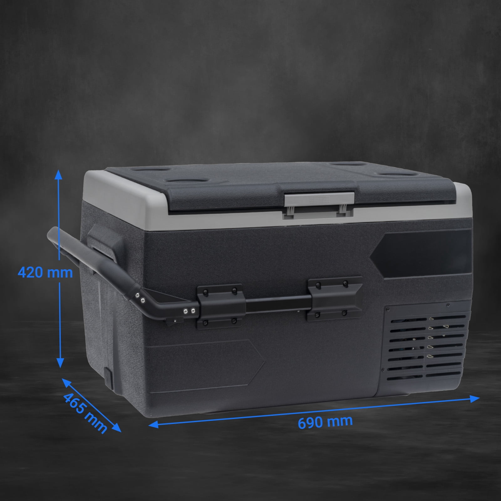 SMAD 12V/24V Car Fridge 50L Camping Mini Fridge Freezer, Quiet Electric Compressor Cool Box, Black