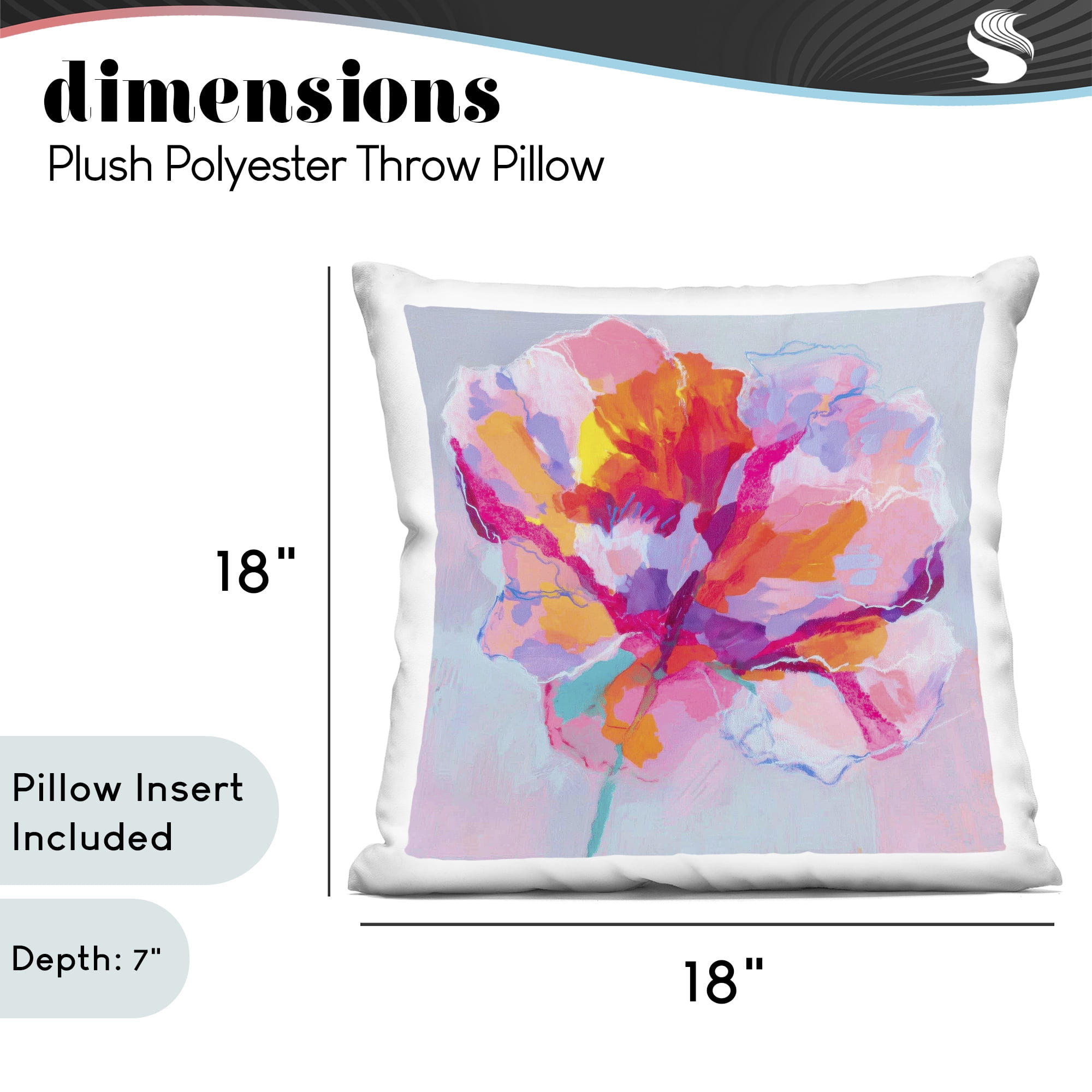 Stupell Industries The Open Petal Expression Decorative Printed Throw Pillow, design by Chromatic Storm Studio, 18 x 7 x 18