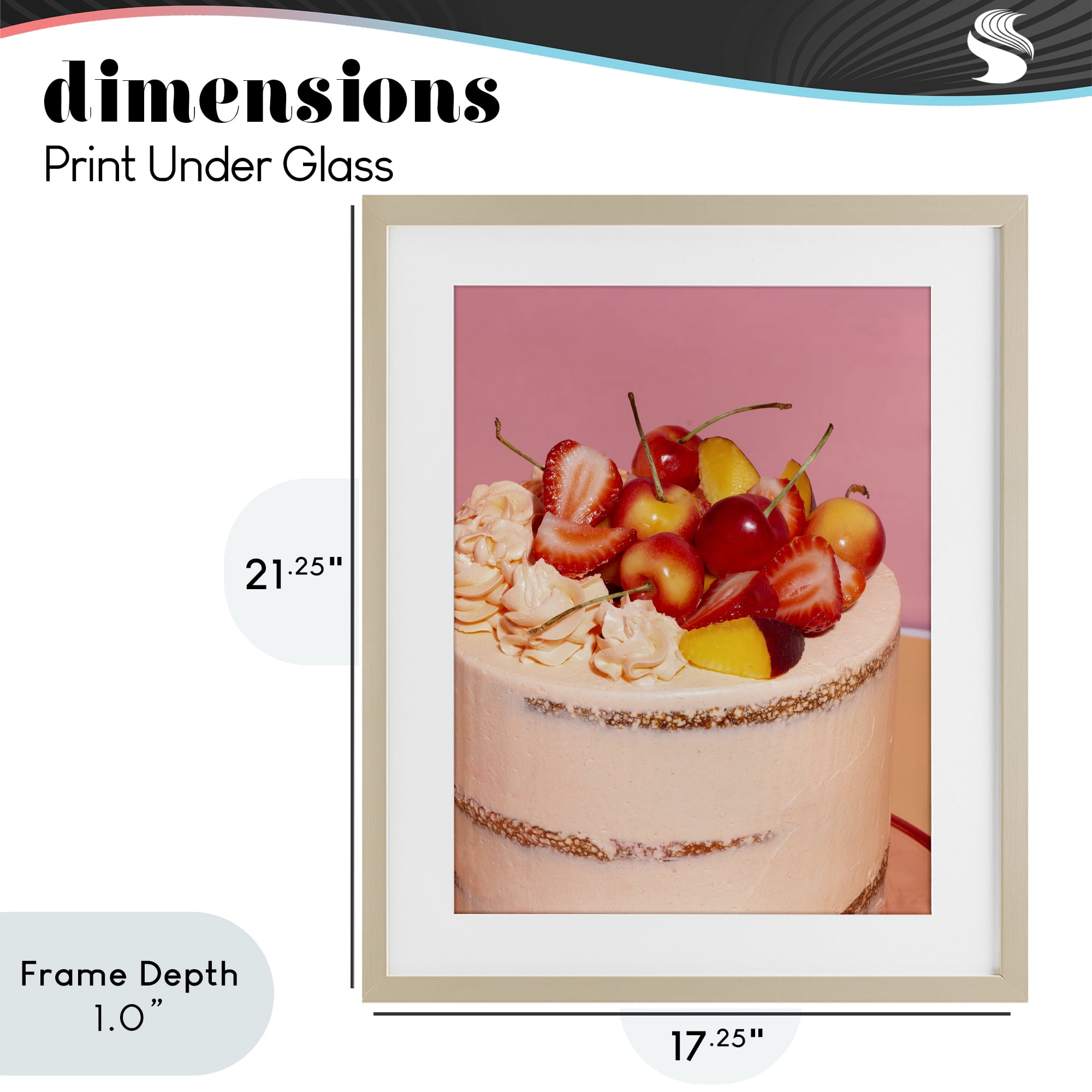 Stupell Industries Strawberry Fruit Cake Birch Framed Print Under Glass, design by LISH Creative