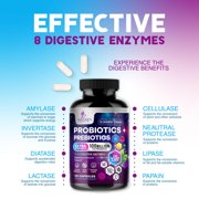 Probiotics 100 Billion CFU - 10 Premium Strains + Prebiotics - Best Daily Probiotic Supplement for Women & Men - For Immune Support, Digestive Health, Occasional Constipation & Gas - 120 Capsules