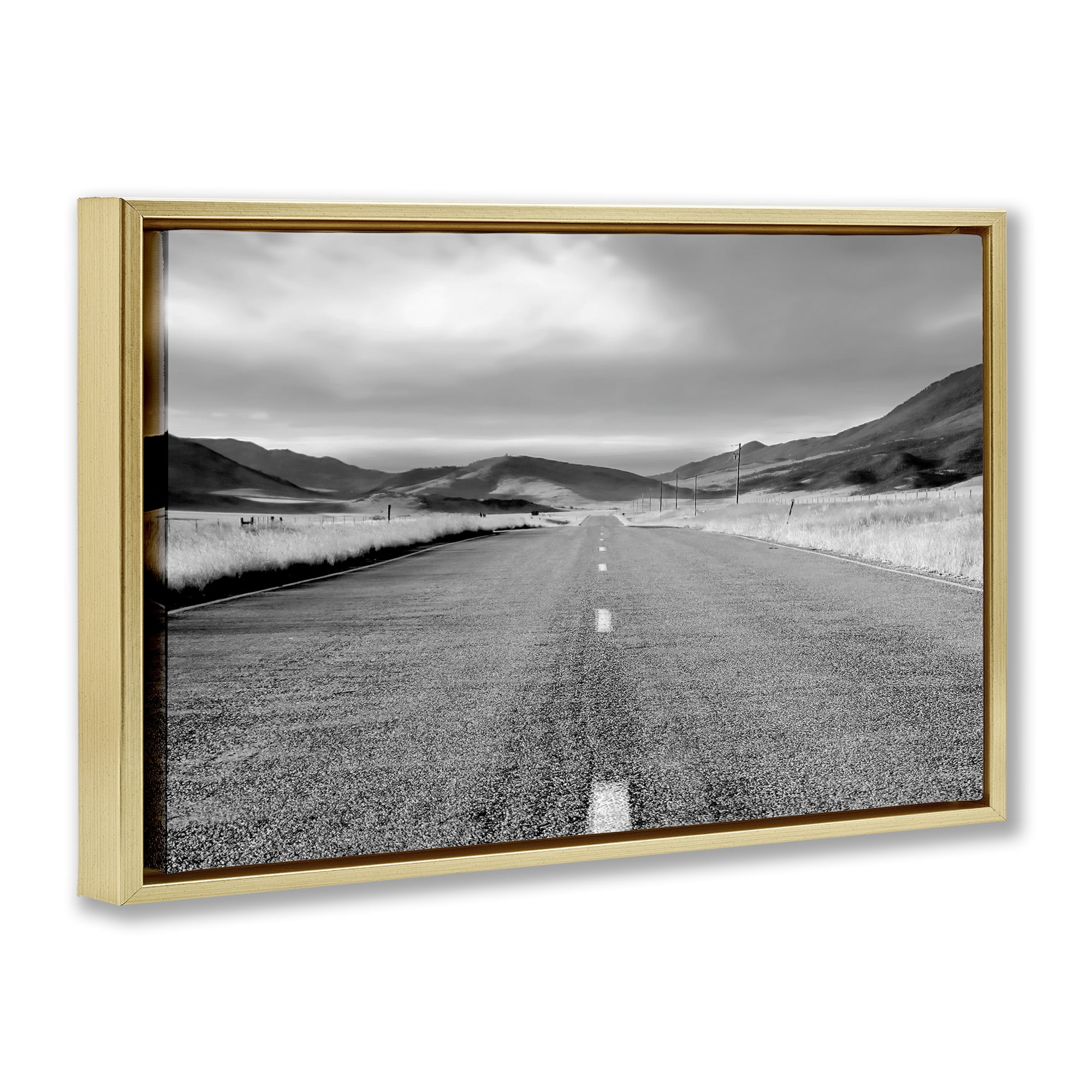 Stupell Industries Open Road Through Rolling Hills Gold Framed Floater Canvas Wall Art, design by Steve Toole