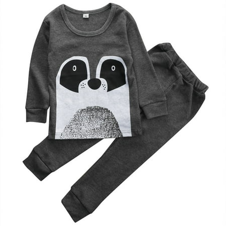 

Binpure Baby Pajama Set Cartoon Bear Print Long-Sleeved Tops + Print Trousers