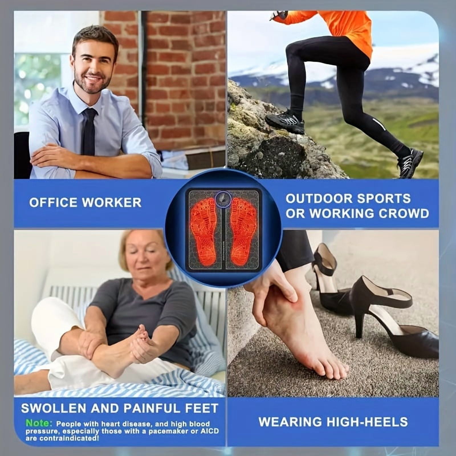 Foot Massager For Neuropathy, Foot Massager Pad For Pain Plantar Relief, Muscle Relaxation, Portable Foot Massager Mat, Remote Control Foot Massager Stimulator