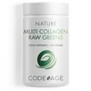 Codeage Multi Collagen Raw Greens, 5 Types Collagen Peptides Capsules, Organic Fruits & Vegetables, 180 ct