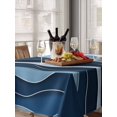 thumbnail image 6 of Abstract Blue Moire Table Cloth, Gradient Coastal Ocean Geometric Waves Waterproof Tablecloth for Rectangle Tables, Reusable Washable Fabric Table Cover for Restaurant Kitchen Dining Tables 60"x102", 6 of 6