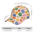 thumbnail image 2 of Honeii Groovy Daisy Flowers Print Hat, Women's Baseball Hat Unisex Fit, Baseball Cap,Adjustable One Size, 2 of 6