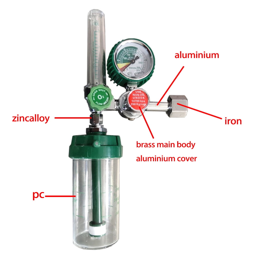 GENEMA Oxygen Pressure Gas Regulator Inhaler O2 Pressure Reducer Oxygen Gauge Flow