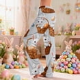 thumbnail image 5 of Fgvctg Easter Pajama Pants Womens Oversized Wide Leg Sleepwear Pajama Pants Soft Bunny Graphic High Waisted Pjs Easter Eggs Spring Fall Drawstring Lounge Pants with Pockets Light Gray 3XL, 5 of 5
