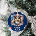 thumbnail image 3 of Patriotic Shetland Sheepdog Celebrates 4th of July Ceramic Round Ornament Sheltie Dog Lover Gifts Home Tree Decor - 02009, 3 of 5