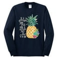 thumbnail image 2 of Wild Bobby, Pineapple Stand Tall Wear Crown And Stay Sweet Inside Arty Inspirational Pop Culture Mens Long Sleeve Shirt, Navy, X-Large, 2 of 3