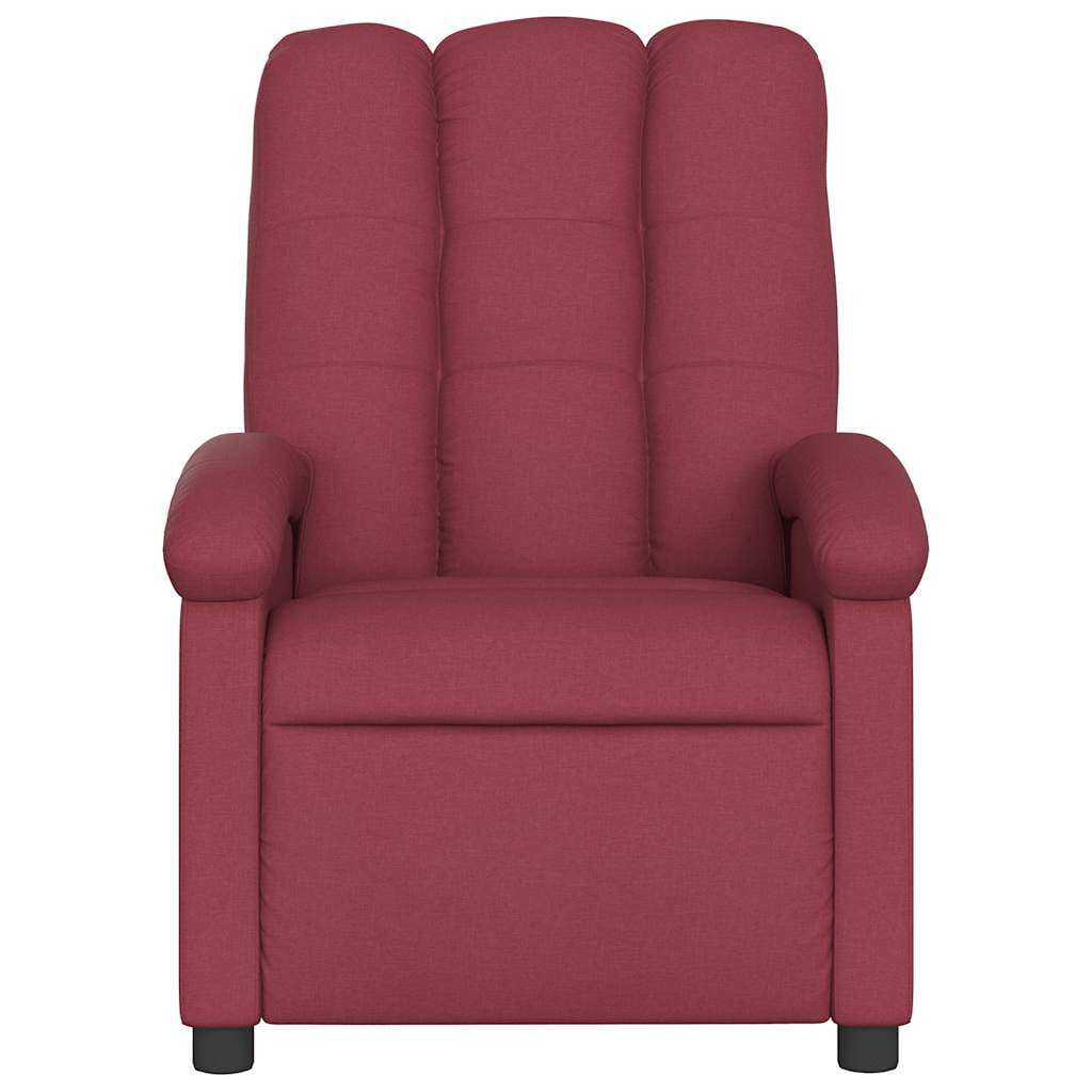 vidaXL Massage Recliner Chair, Adjustable Backrest/ Footrest, Wine Red Fabric Reclining Sofa
