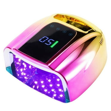 Cordless UV LED Nail Lamp 96W Rechargeable Nail Dryer with Removable Stainless Steel Bottom Auto Sensor 4 Timer Quick Dry All Nail Gel Polish Professional Curing Lamp for Home & Salon DIY Manicure