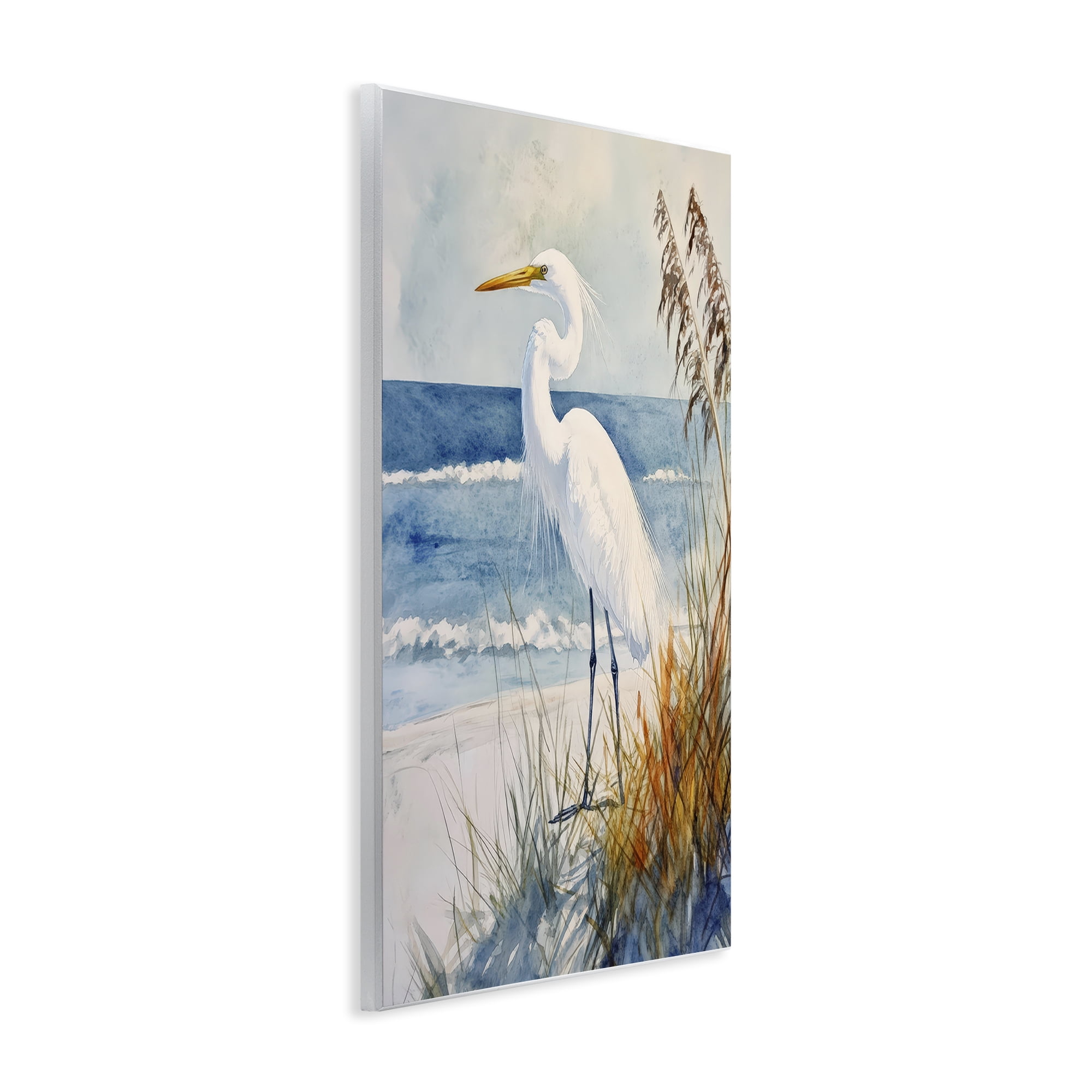 Stupell Industries Egret By The Waves Wall Plaque Art, design by Petal Prints Design