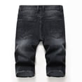 thumbnail image 4 of XFLWAM Men's Distressed Ripped Stretchy Jean Shorts Summer Broken Holes Slim Denim Short Pants Casual Straight Leg Jeans Short Dark Gray 4XL, 4 of 5