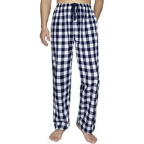 Bintangor Men's Pajama Pant 100% Woven Cotton Plaid Sleep Elastic Waistband Lounge Wear Long Pjs Navyblue/White M