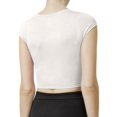 thumbnail image 3 of J. METHOD Women's Short Sleeve Scoop Neck Crop Top Solid Basic Casual Cropped T Shirts NEWT18 Off White M, 3 of 6