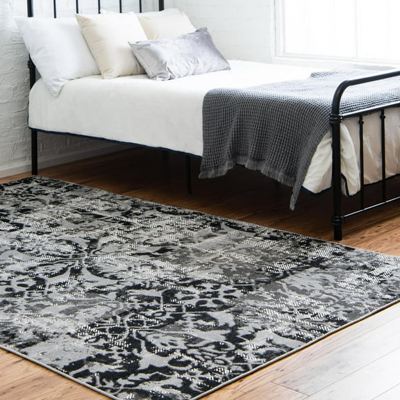 Rugs.Com Lucerne Collection Area Rug ‚Äì 9' x 12' Gray Low-Pile Rug Perfect For Living Rooms, Large Dining Rooms, Open Floorplans