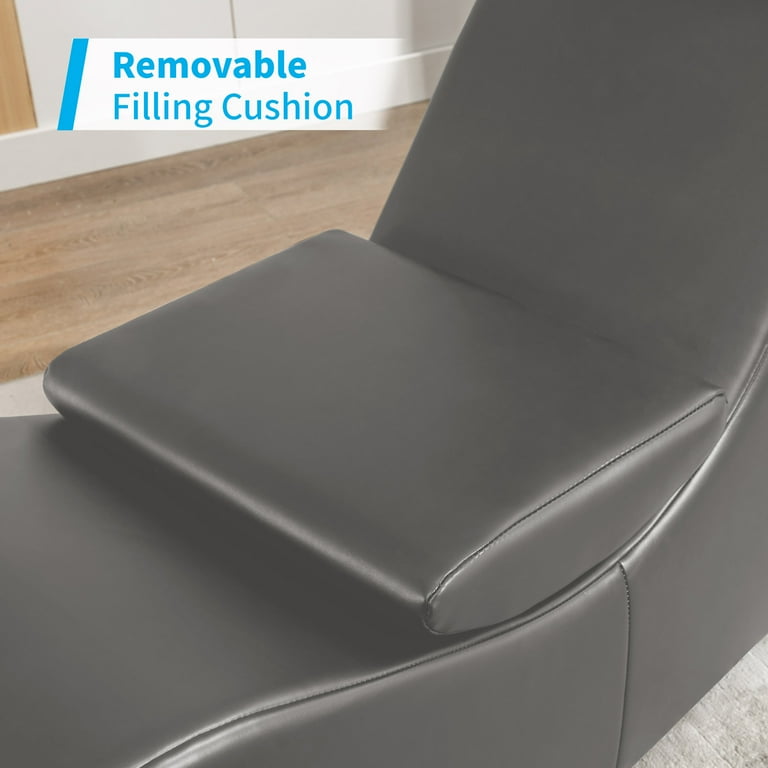 Mjkone PU Leather Yoga Chair Curved Yoga Chaise Lounge with Washable Cover for Stretching Exercising Relaxing Dark Grey