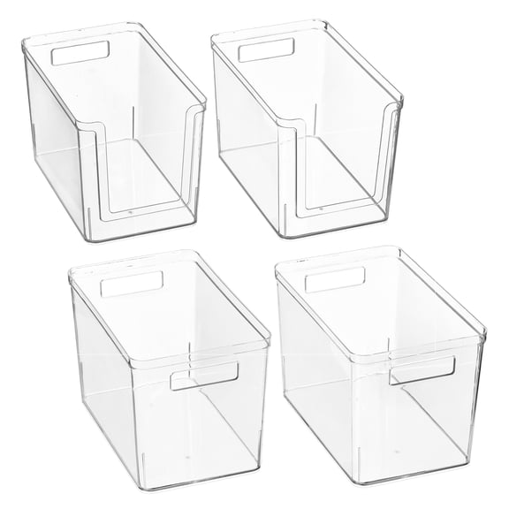 Mainstays 4-Piece Plastic Deep Pantry Bin Set, Clear