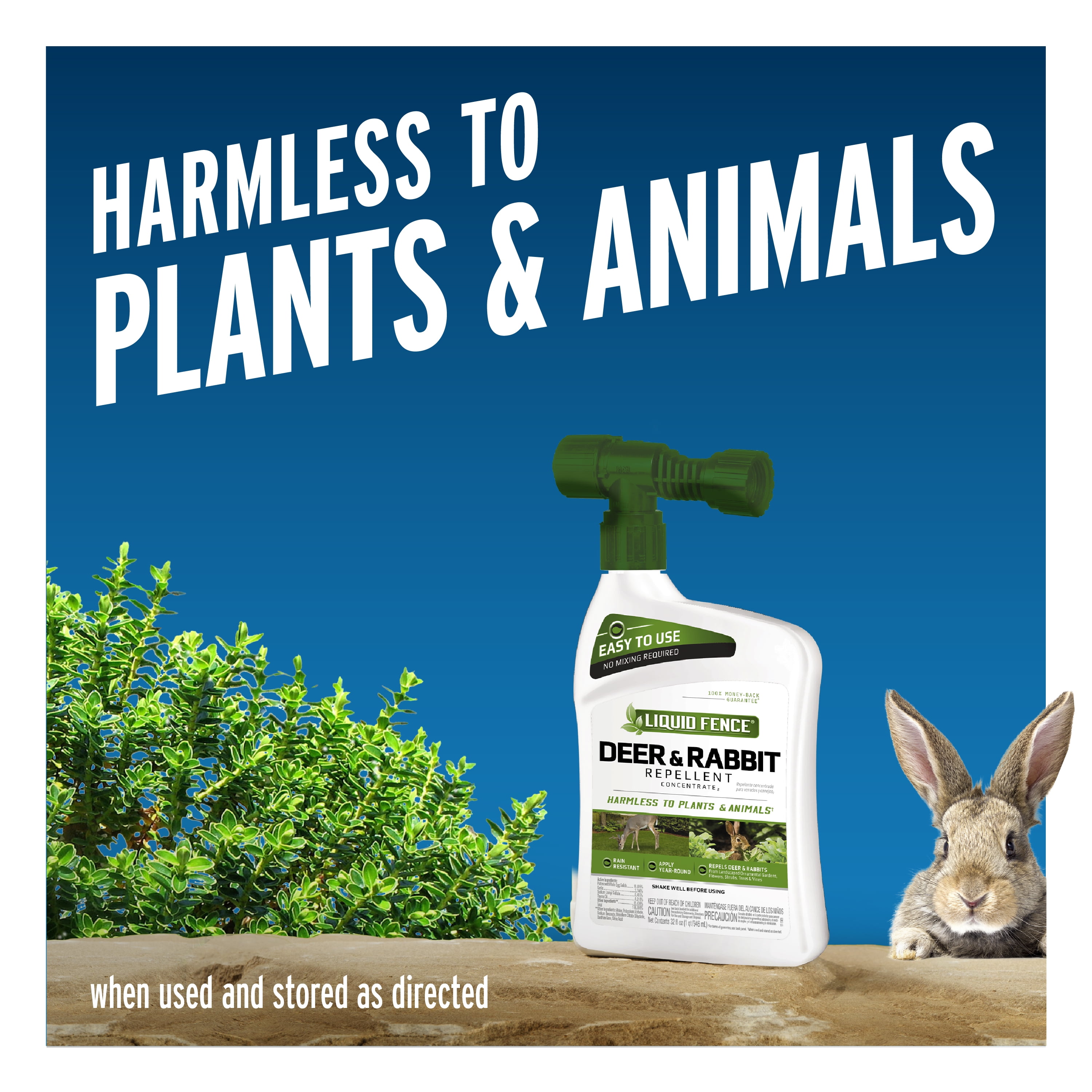 Liquid Fence Deer And Rabbit Repellent Concentrate, Hose-End Sprayer, 32 Ounces