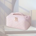 thumbnail image 4 of Difusor De Aceite Esencial Bolsa de cosméticos de PU Caja de maquillaje a cuadros de gran capacidad para regalos de vacaciones (rosa) Sywqhk Cuidado Belleza, 4 of 9