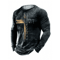 thumbnail image 3 of Camiseta vintage con estampado de letras cristianas de Jesús para hombre, manga larga, cuello redondo, camiseta estampada en 3D, ropa deportiva de gran tamaño para hombre, 3 of 4