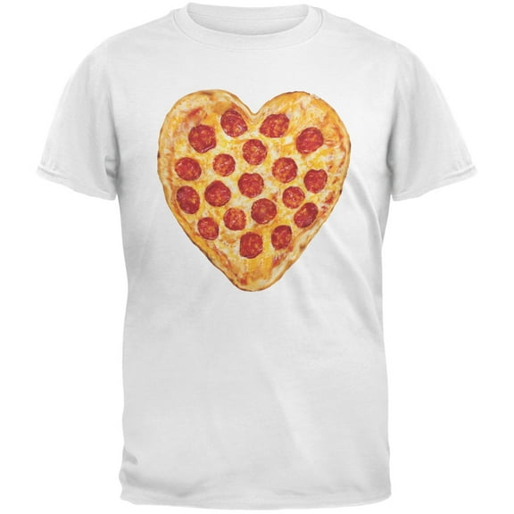 Pepperoni Pizza Heart White Adult T-Shirt - X-Large