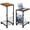 Brown 2pcs, variant on C Table with Wheels, Height Adjustable C Shaped End Table for Sofa & Bed, Movable Side Table for Laptop, Snacks & Books, MDF & Metal Frame with Storage Basket, 21"-33.4" Height Range, Easy Assembly
