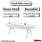 Kwik-Covers 8’ Rectangular Plastic Table Covers 30 x 96 - Bundle of 5, White