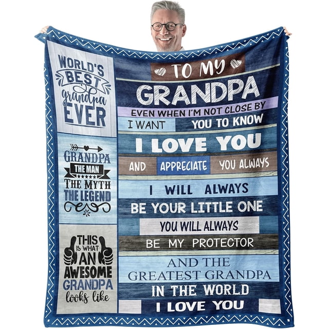 LHSHID Grandpa Blanket Gifts for Fathers Day for Grandpa Gift from Granddaughter Grandpa Gift from Grandson Best Grandpa Ever Blanket for Sofa Birthday for Grandpa 40"x50"