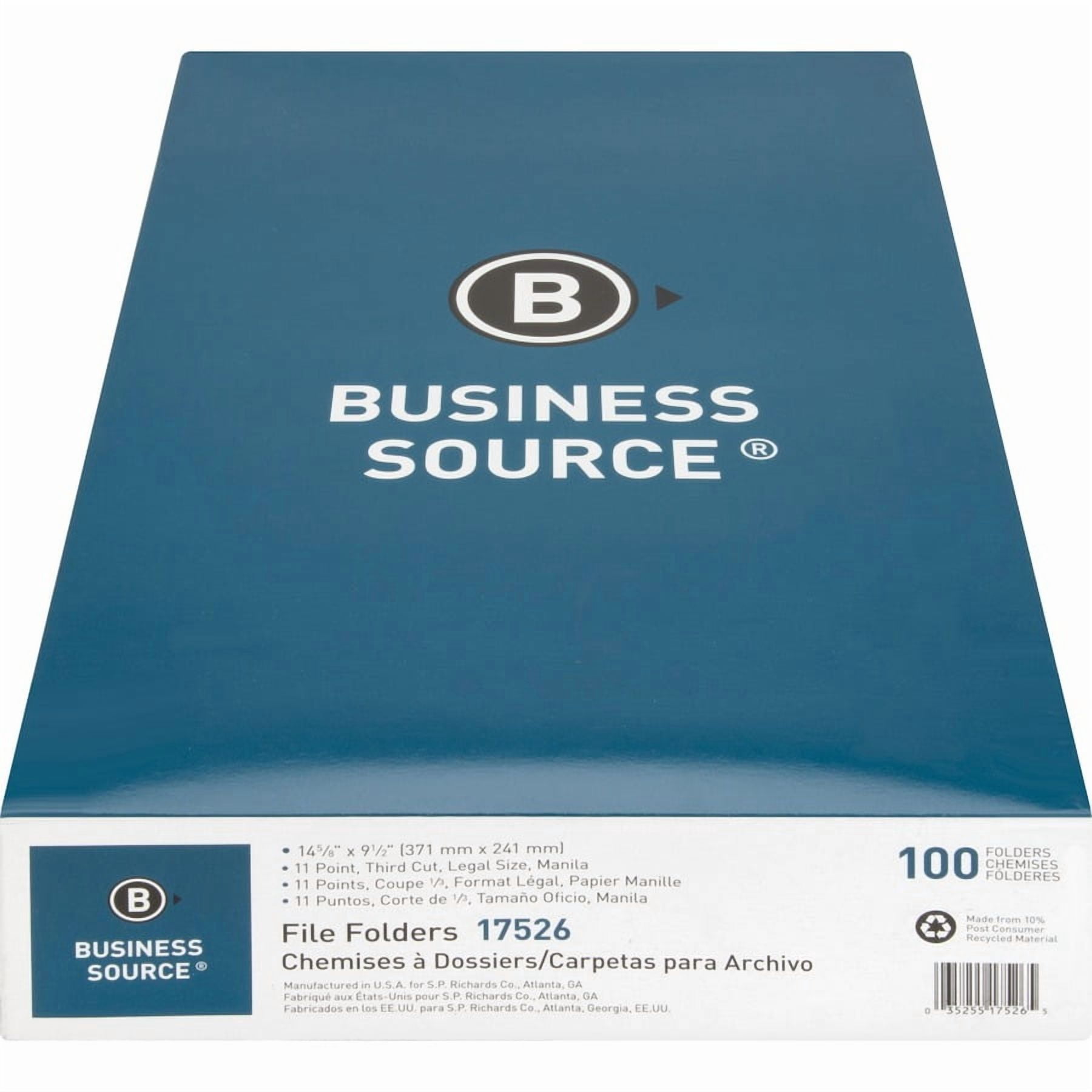 Business Source 17526 Top Tab File Folder - 8.50" Width x 14" Length Sheet Size - 0.75" Expansion - 1/3 Tab Cut - Manila - 100 / Box, 1 Box
