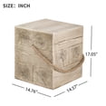 thumbnail image 5 of GZXS Wood-Grain Square MGO Side Table with Simulated Braided Cord Accent, Rustic Retro End Table, Indoor/Outdoor Use, No Assembly Required (14.76"L x 14.57"W x 17.05"H), 5 of 10