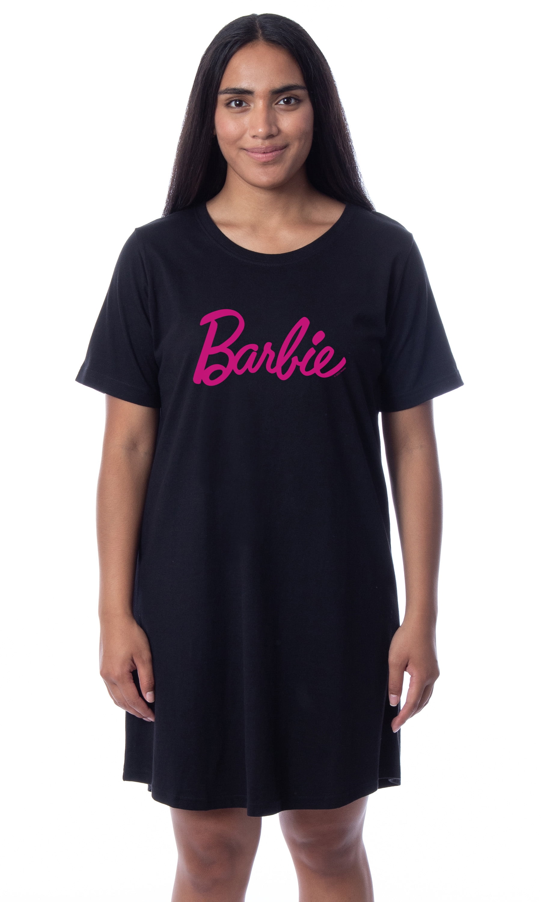 Barbie Womens' Classic Title Logo Icon Nightgown Sleep Pajama Shirt ...
