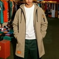 thumbnail image 6 of Mens Trench Coat Hoodie Long Jacket Full Zip Winter Business Overcoat Flannel Fleece Tunic Sweatshirt with Pockets, 6 of 7