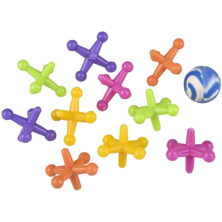 6 Large Neon Plastic Jacks Game Sets - Party Favors, Prizes