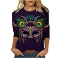 thumbnail image 3 of QATAINLAV Mardi Gras Shirts for Women Carnival Party Tunic Blouses 3/4 Sleeve 3D Print Casual Fashion Shirts Tops Multicolor L, 3 of 6