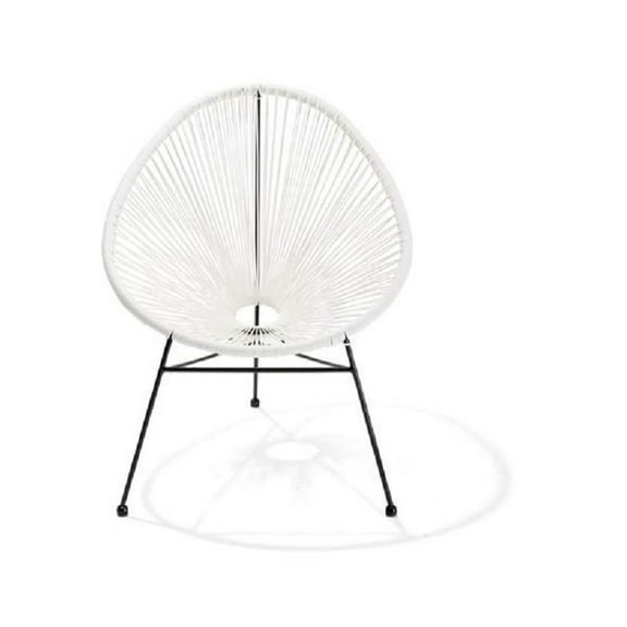 Outdoor Vinyl Acapulco Patio Chair With Black Frame In White