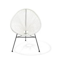 Outdoor Vinyl Acapulco Patio Chair With Black Frame In White