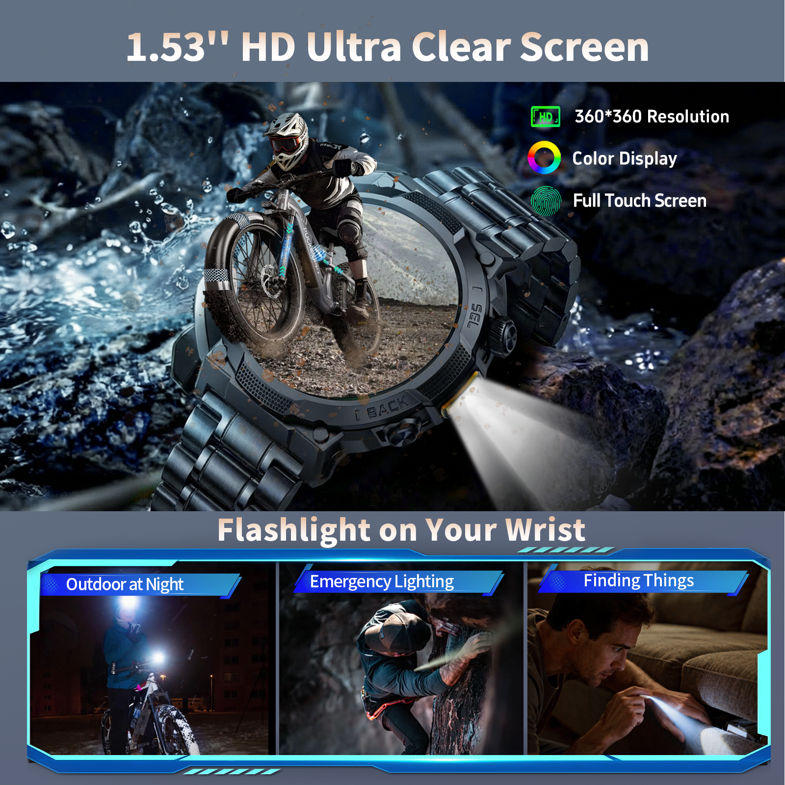 Geryst S50 Military Smart Watch, 50+ Day Battery photo 4