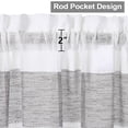thumbnail image 2 of Kitchen Window Curtain Valance, Boucle Splicing Stripe Window Treatment Sheer Valances Cafe Curtains, Farmhouse Linen Textured Rod Pocket Kitchen Valance Curtains W54" x L15" Dark Grey/Light Grey, 2 of 6