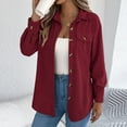 thumbnail image 4 of Women's Casual Lightweight Jacket Solid Color Lapel Pocket Button Long Sleeve Coat Outwear, 4 of 8