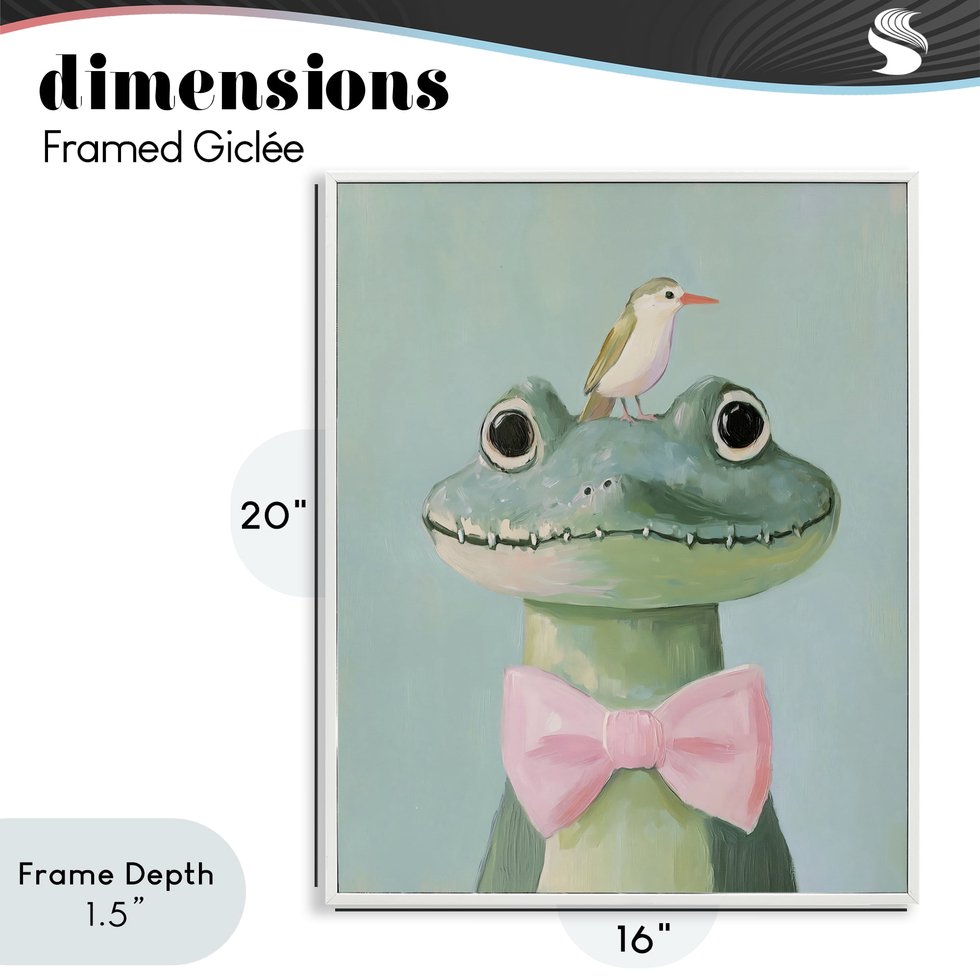 Stupell Industries Crocodile & Bird with Bowtie White Framed Giclee Art, design by The Prints Vibe