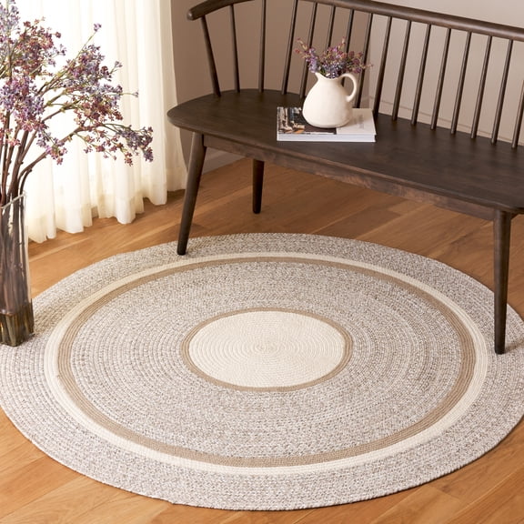 Safavieh Braided Caris Solid Color Reversible Area Rug, Beige/Ivory, 5' x 5' Round