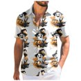 thumbnail image 7 of mgoYE Men Halloween Button T Shirt Funny Short Sleeve Crew Neck Halloween Clothes Fall T-Shirts Graphic Tee Tops Man Shirts Size L, 7 of 7