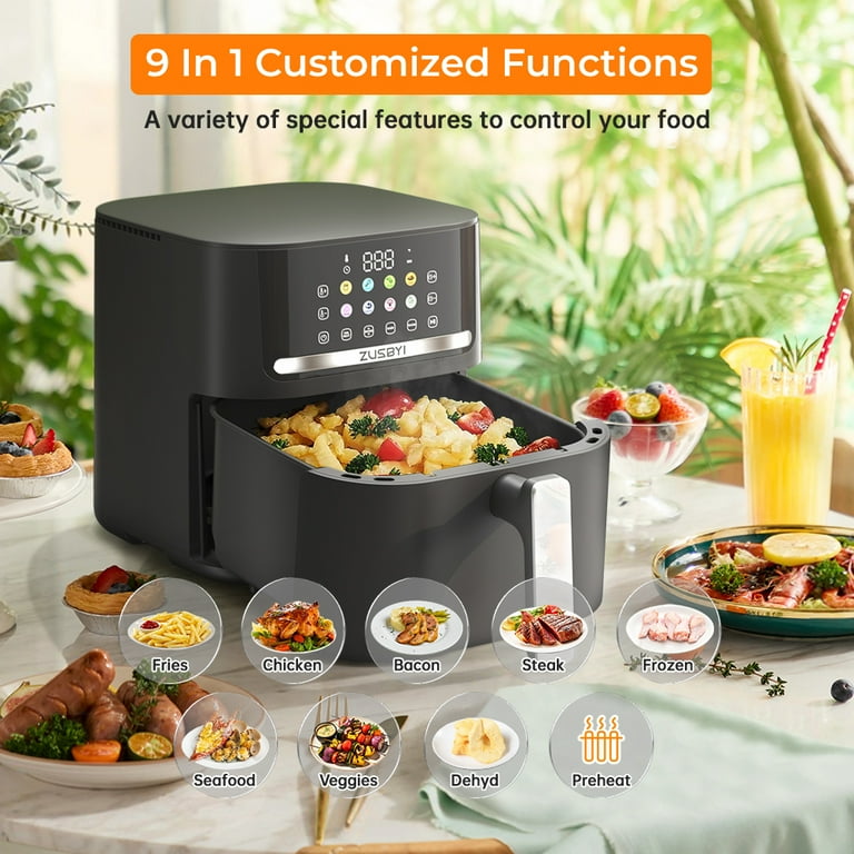 Air Fryer, ZUSBYI 6.5QT Air Fryer Oven With Smart Coloful Screen, 10 in 1 Customizable Functions, 1-Touch Digital Display Large Air fryer, Shake Air Fryer, ZUSBYI 6.5QT Air Fryer Oven With Smart Coloful Screen, 10 in 1 Customizable Functions, 1-Touch Digital Display Large Air fryer, Shake