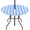 Blue Gingham, variant on Fitted Round Blue Gingham Outdoor Tablecloth, Polyester SpillProof Plaid Table Cloth with Umbrella Hole Zipper Elastic for Patio Garden Poolside Picnic Fits to 32"-38" Patio Table