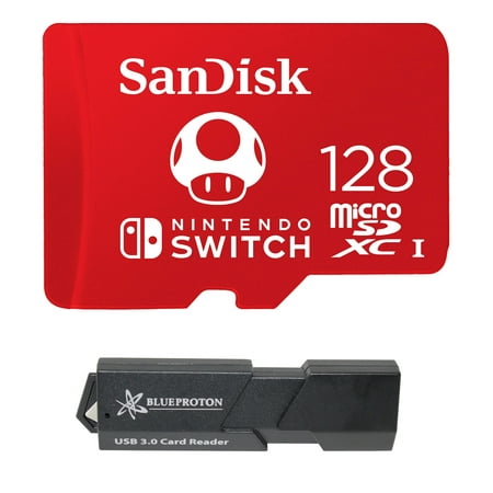SanDisk 128GB MicroSDXC UHS-I Card for Nintendo Switch & BlueProton USB 3.0 MicroSDXC Card