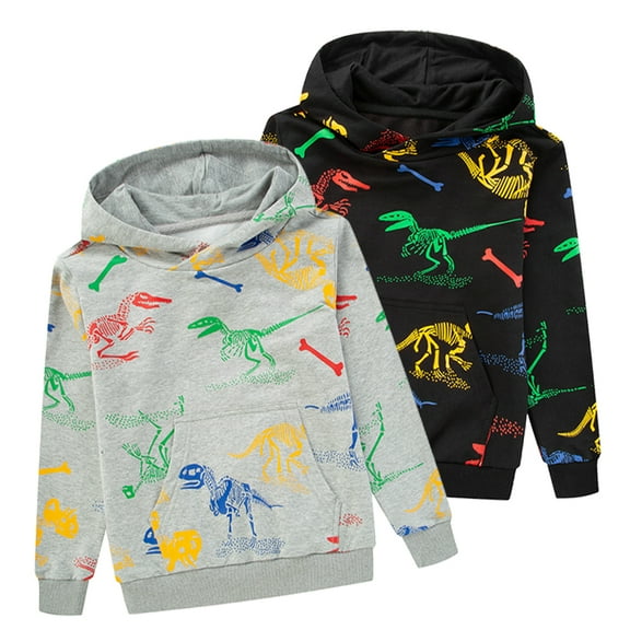 Esaierr Kids Toddler Pullover Dinosaur Sweatshirt Hoodies for Boys Long Sleeve Sweat Shirt Teen Stretch Knit Sweatshirt 3-13Y