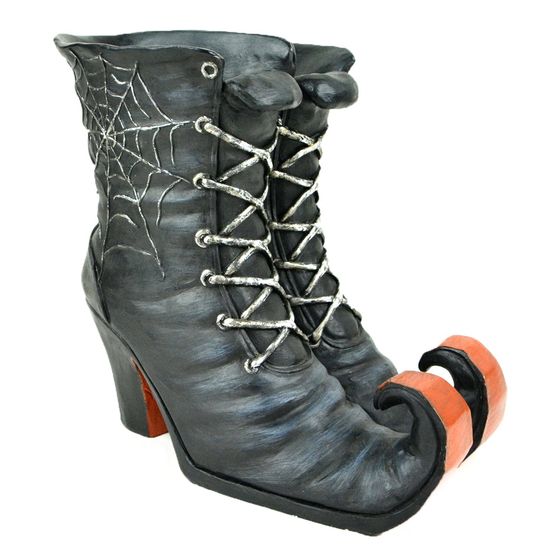 Halloween Witch Boots Skull Shoe Figurine Sculpture PROP Decor Holder 8" 